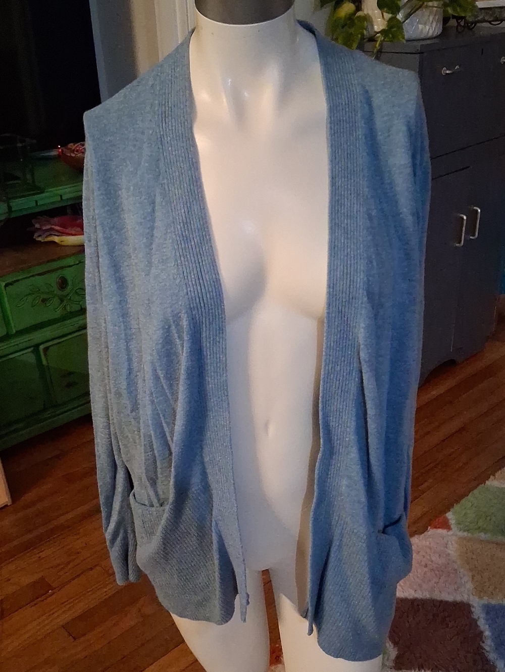 croft & barrow Light Blue Open-Front Cardigan